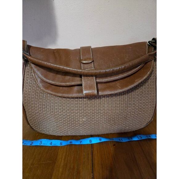Vintage Carla Marci Made In Italy Genuine Leather Woven Shoulder Bag Large - Picture 2 of 11
